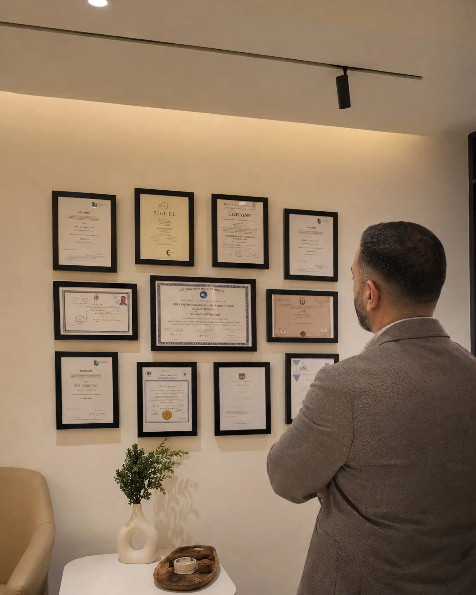 Dr. Ahmed Elwahidi with his medical certificates